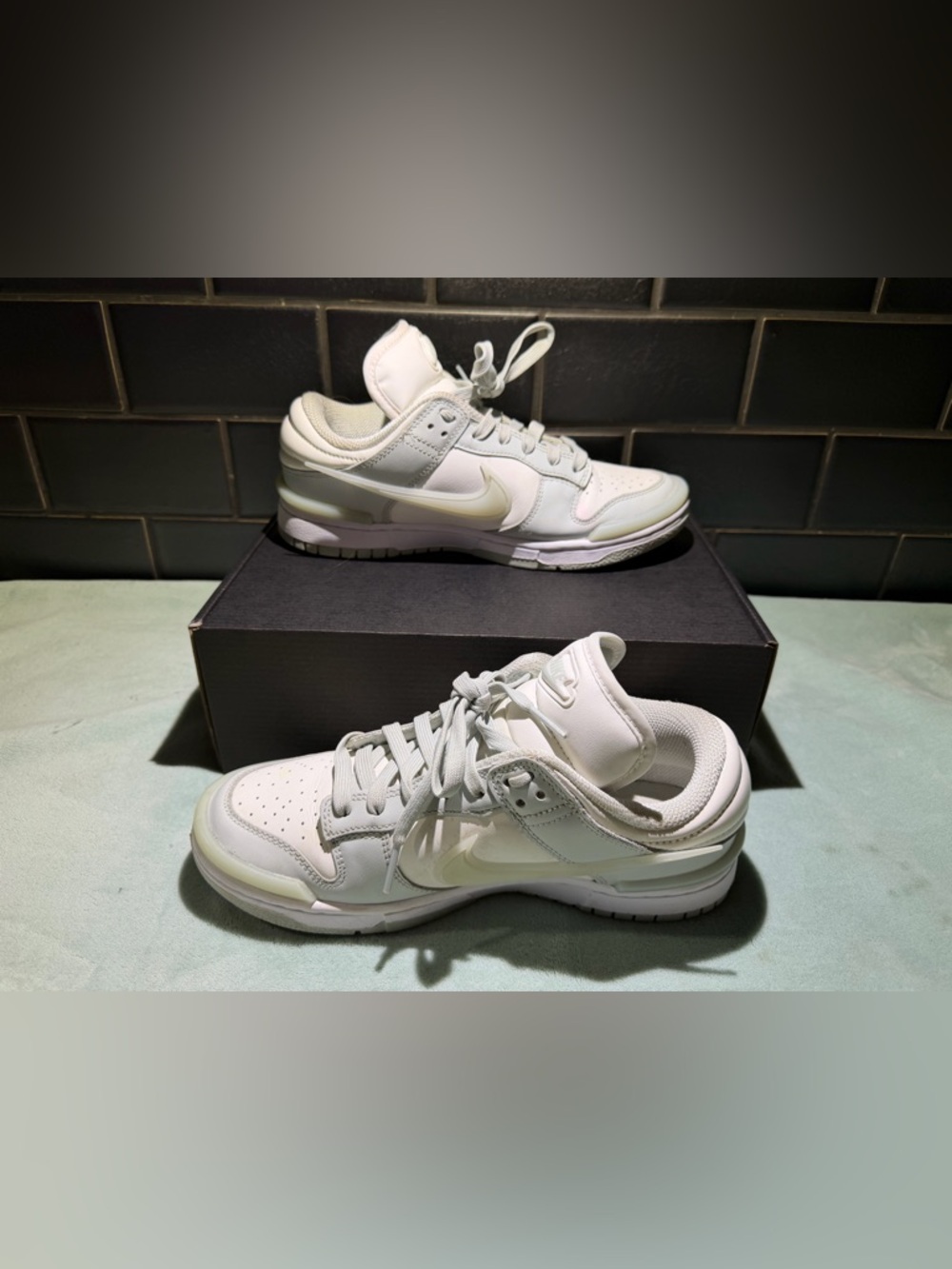 Nike Dunk Low-Twist light silver- Size 8-Minimal stains but are some-See photos